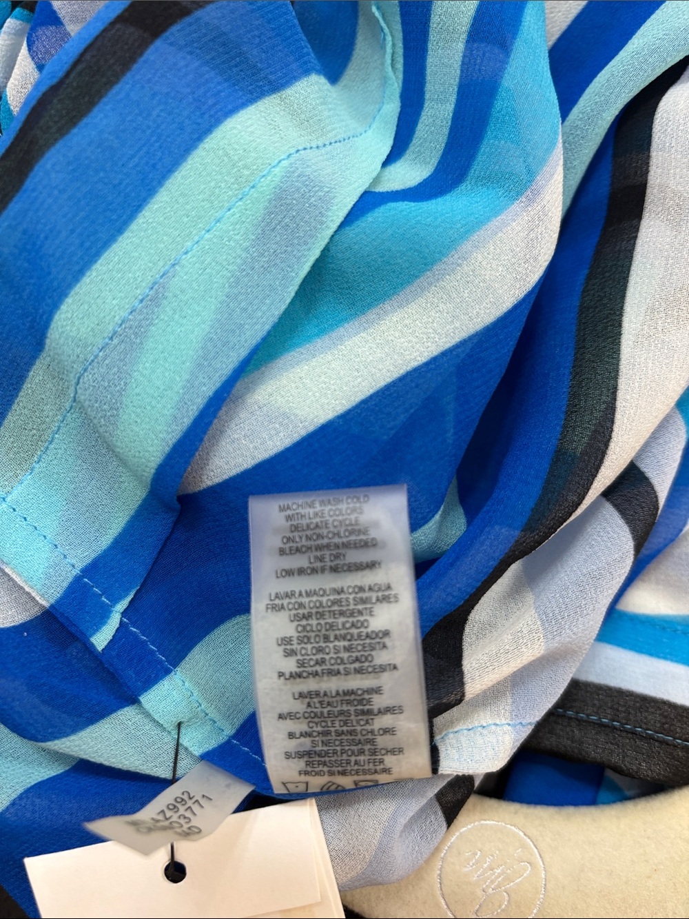 NWT Calvin Klein Blue Black White Striped Swim Coverup - Picture 8 of 8